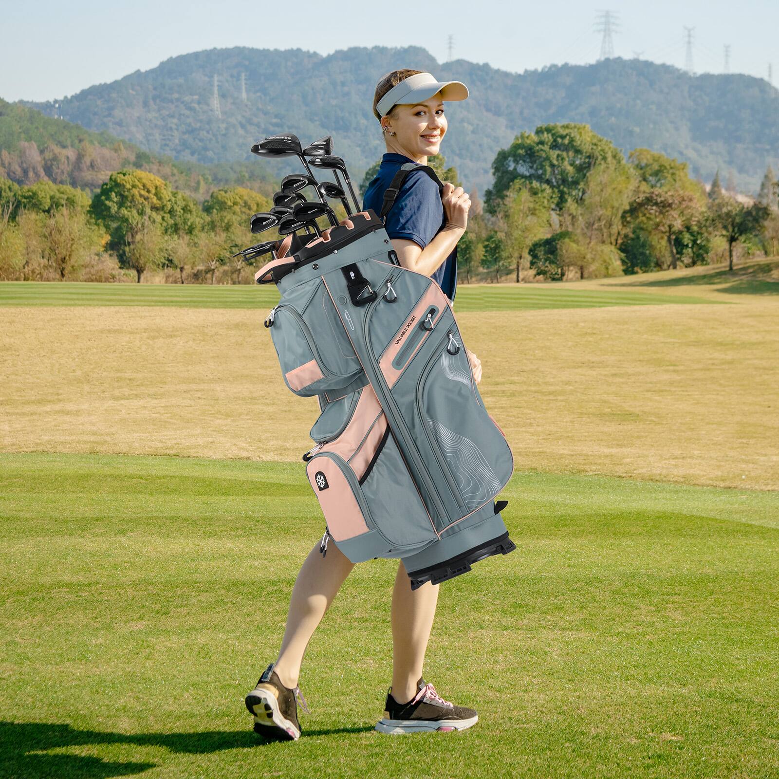 Alt View 3. Gymax - Gymax Golf Cart Bag Molded Lock Top Golf Bag w/14-Way Full Length Dividers 11 Pockets Dusty Pink - Pink.