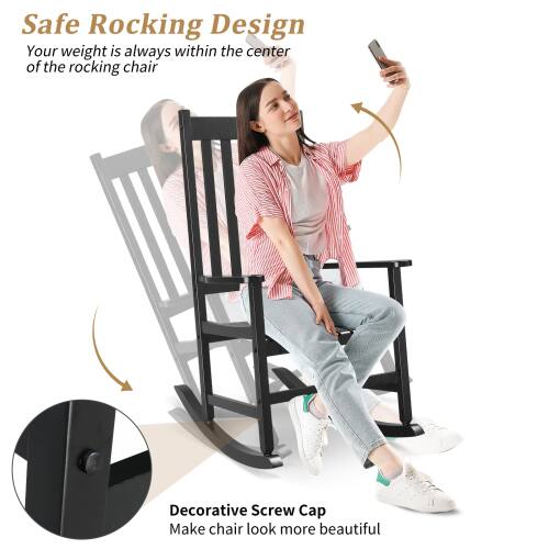 **Safe Rocking Design**  
Your weight is always within the center of the rocking chair

**Decorative Screw Cap**  
Make chair look more beautiful