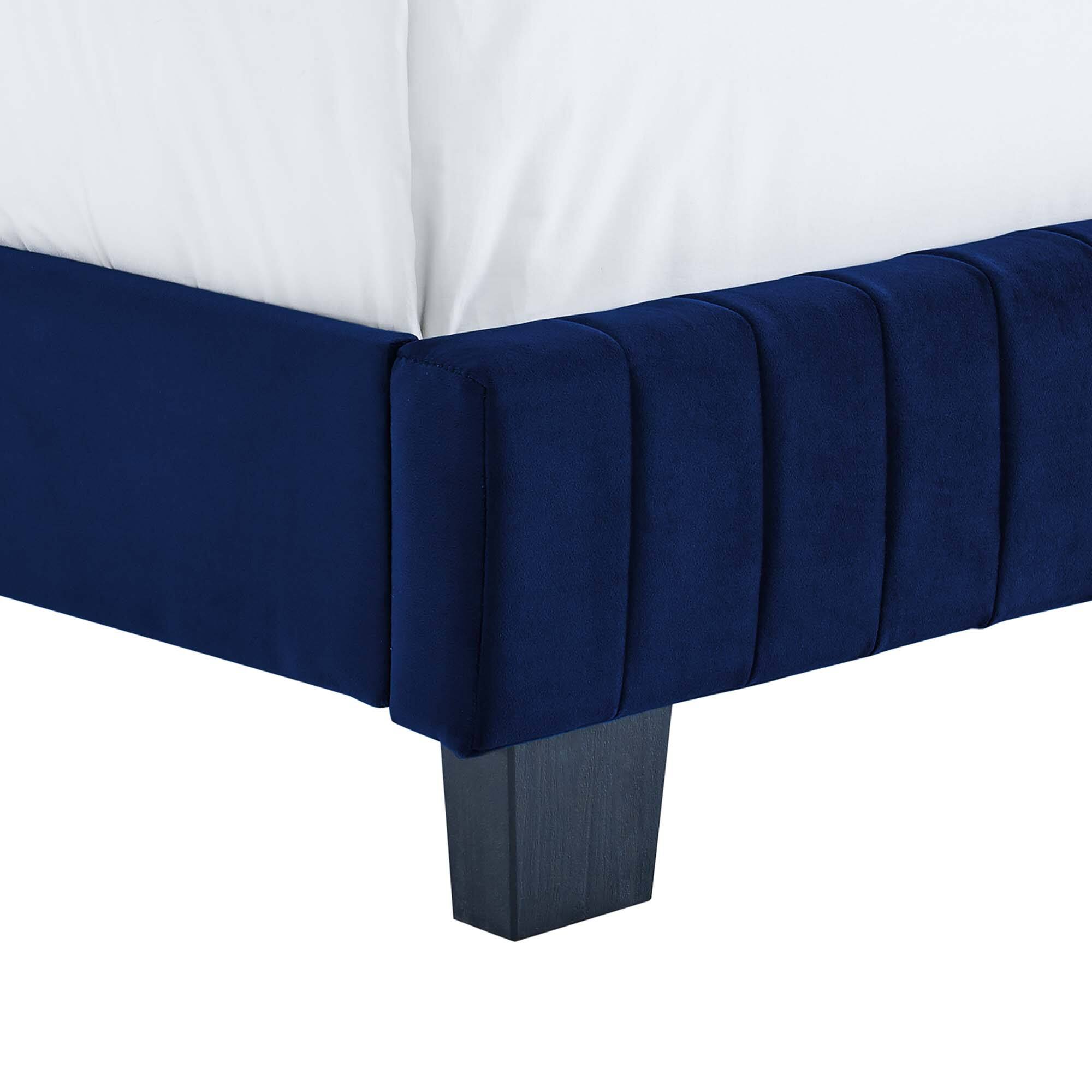 Back. Modway - Sofia Channel Tufted Performance Velvet Twin Platform Bed - Blue.