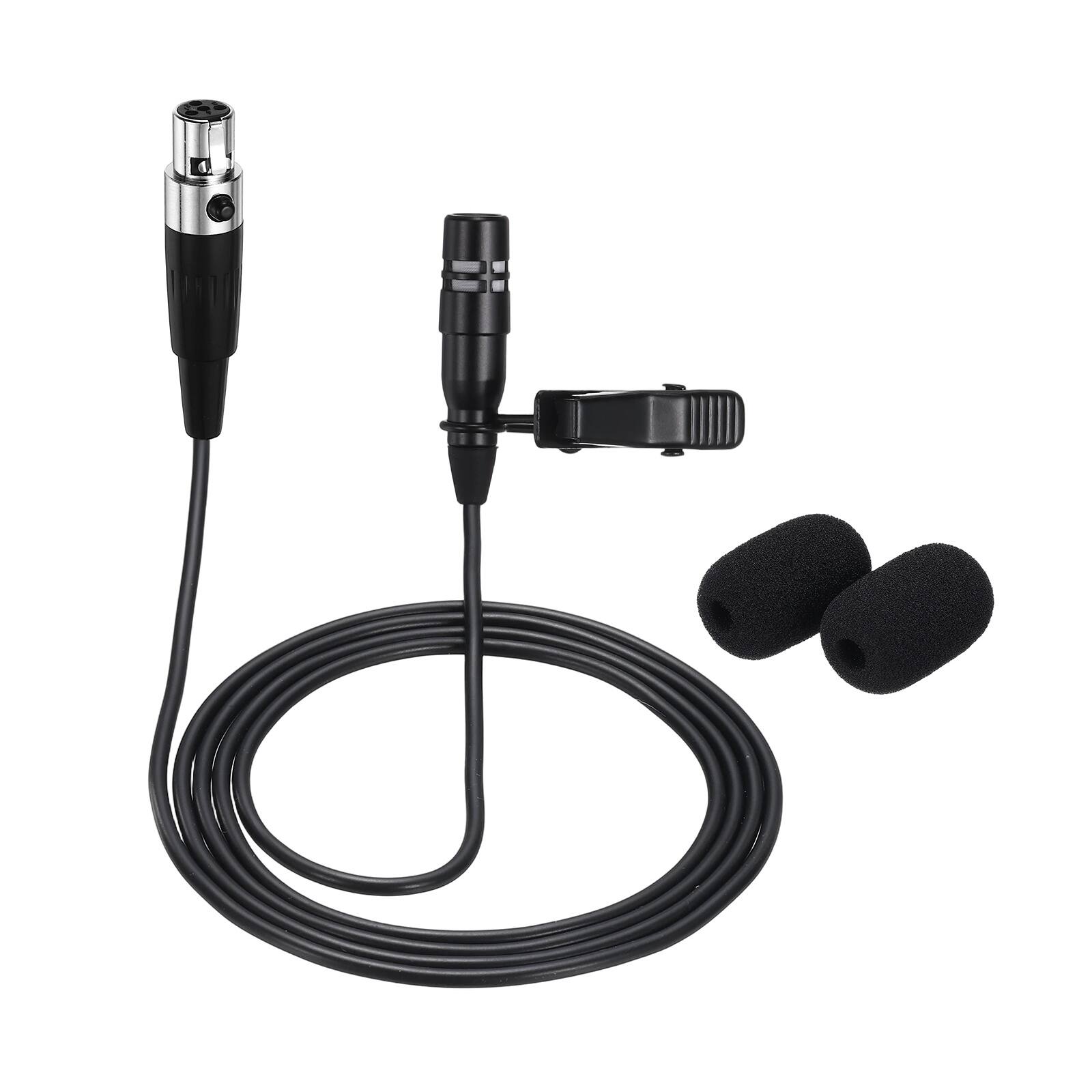 Unique Bargains - Lavalier Lapel Microphone Mini XLR 4 Pin TA4F Plug Condenser Collar Mic 1m Wired Unidirectional for Presenters - Black