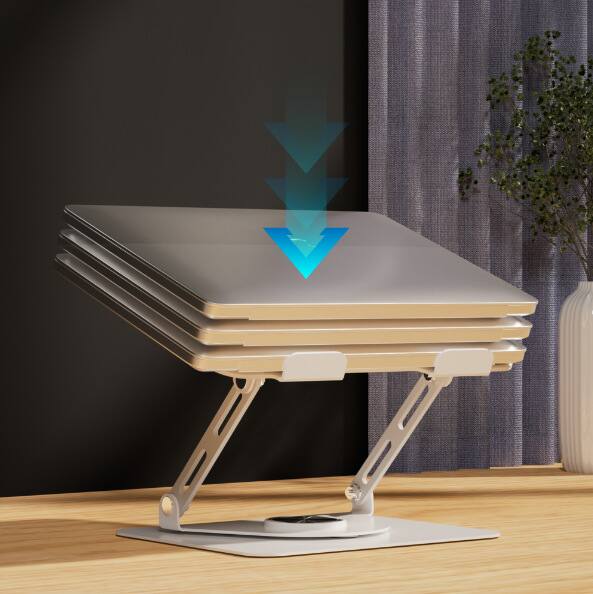 Alt View 3. Cluzine - Portable Metal Laptop Stand with Cooling Fan Height & Rotation Adjustable for Desktop Use.