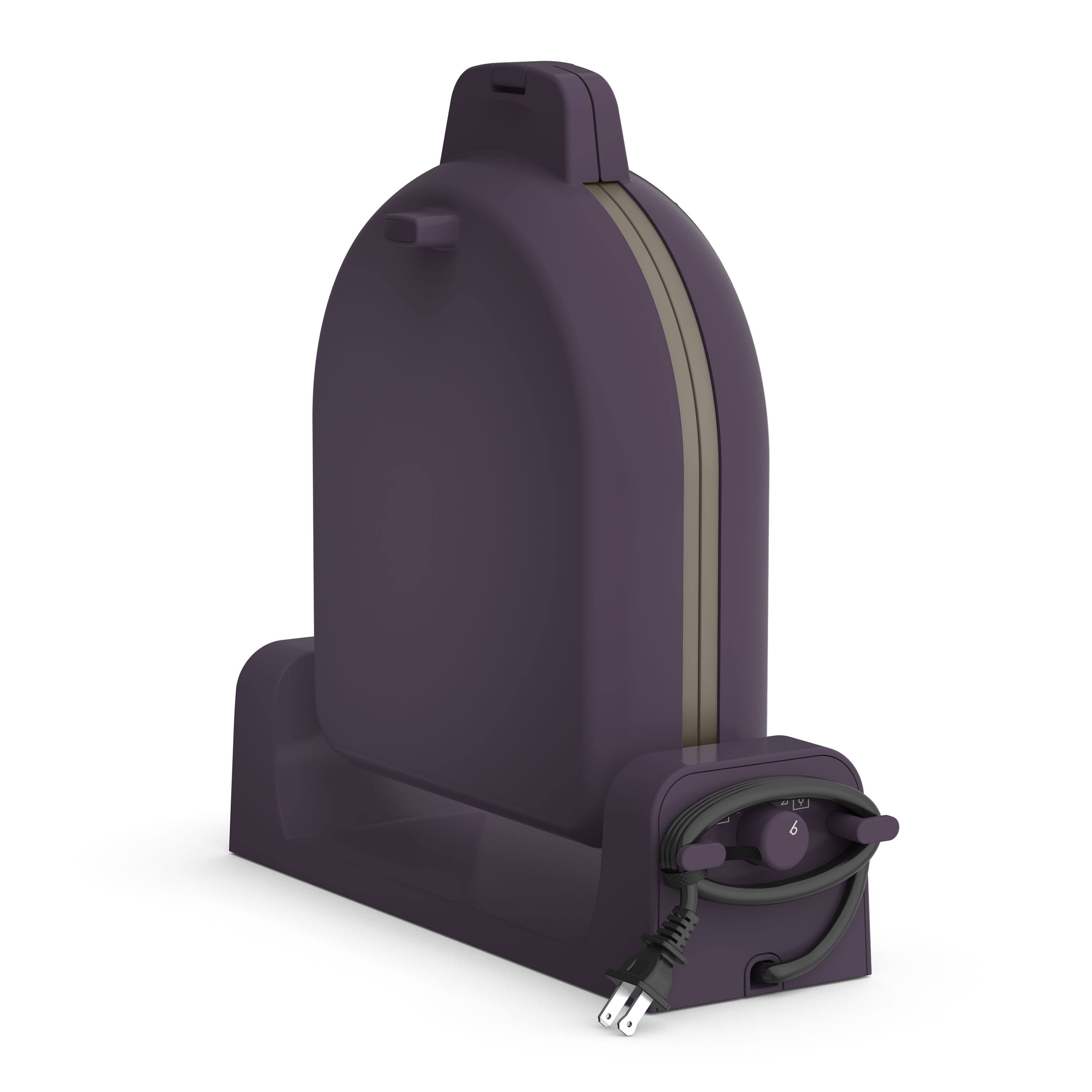 Left. Bella - Fits-anywhere Kitchenware: Flip & Store Belgian Waffle Maker - Plum.