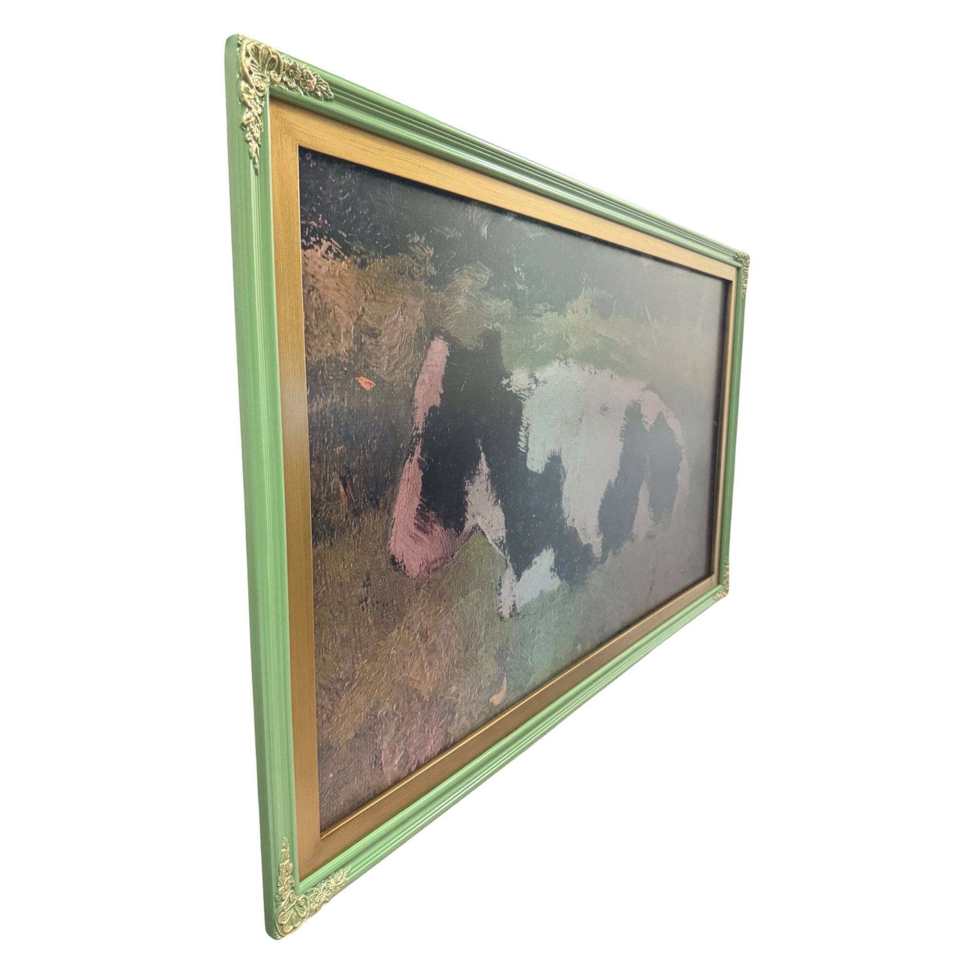 Angle. LAREDO FRAME FACTORY - 65 inch Handmade Ornate Tv Frame For TCL NXT Vision TVs - CACTUS VALLEY GREEN WITH GOLD ACCENTS.