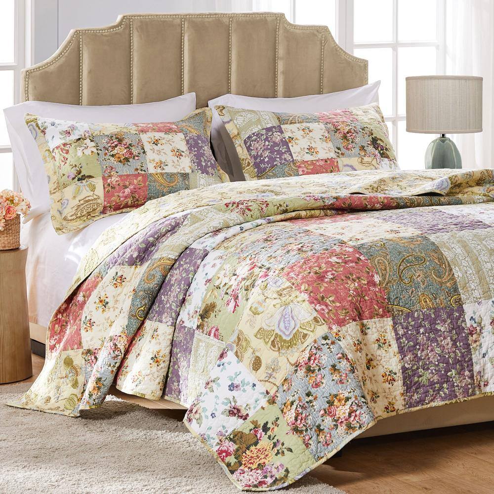Alt View 2. Greenland Home Fashions - Greenland Home Fashion Blooming Prairie Quilt And Pillow Sham Set - 2 - Piece - Twin 68x86", Multi - Multi.