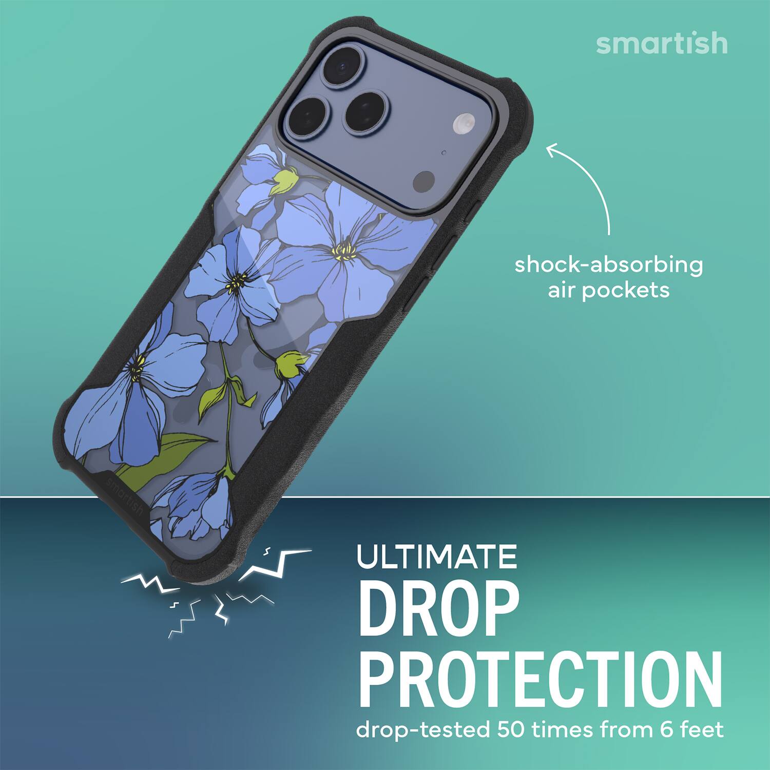 smartish  
shock-absorbing air pockets  
ULTIMATE DROP PROTECTION  
drop-tested 50 times from 6 feet