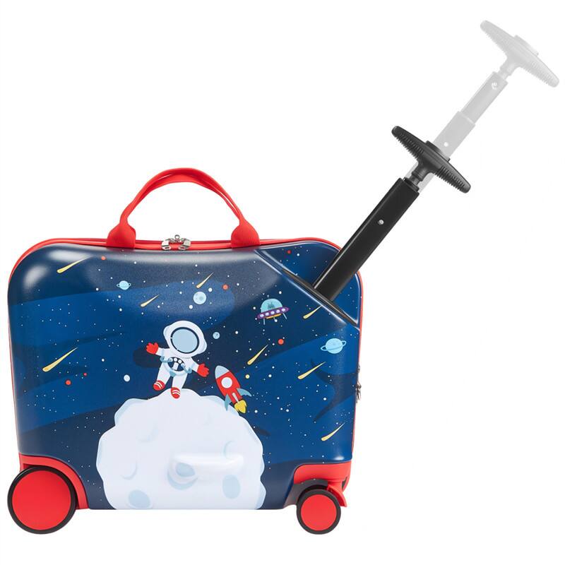 Alt View 3. HTUTWOO - Ride-on Luggage for Kids - 18-inch Lightweight Scooter Suitcase with Wheels,  ABS & PC Shell, 110 lbs Load Capacity - Blue.