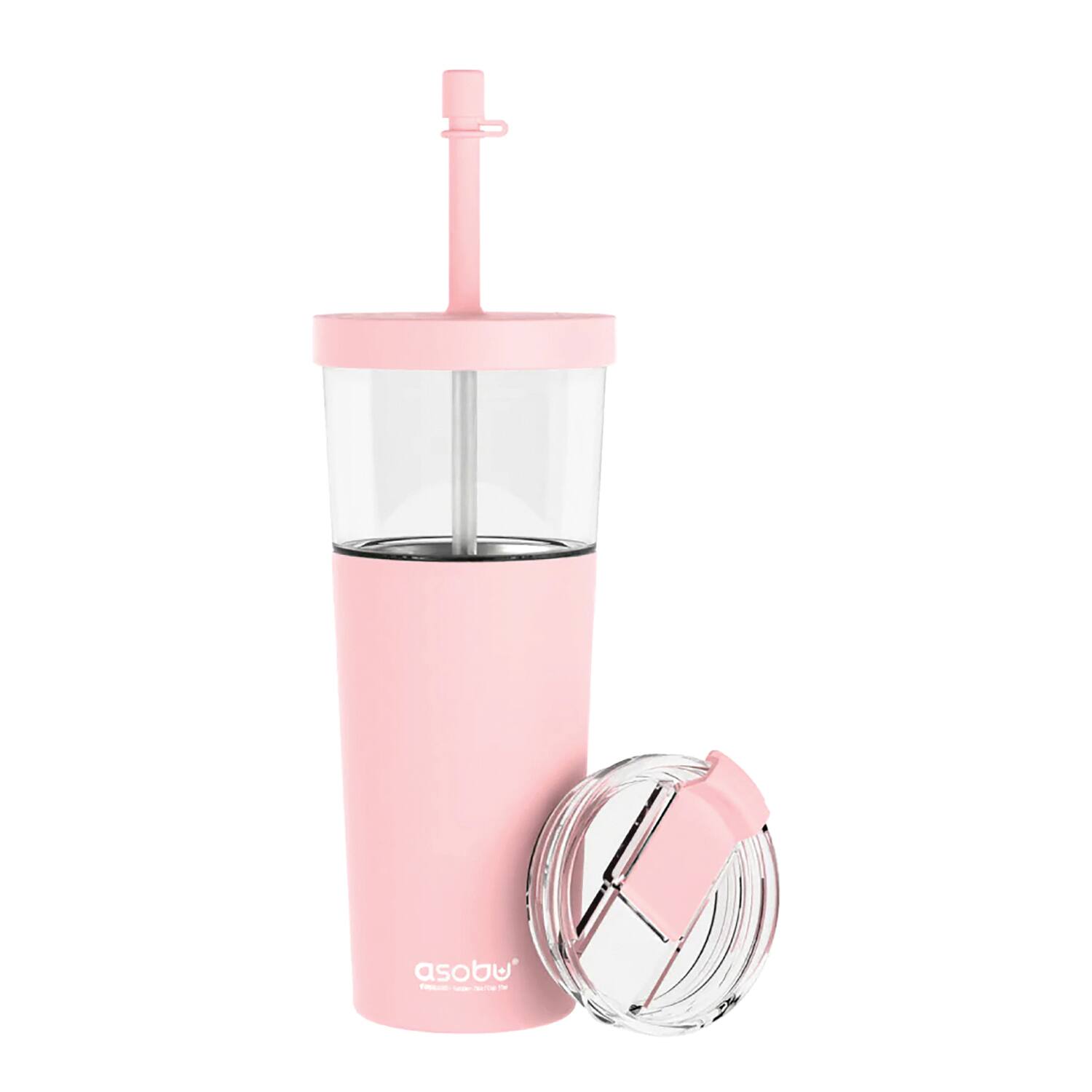 Front. Asobu - Asobu Ict400p Marina See-through Triton Tumbler With Flexible Straw (pink) - pink.