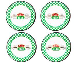 Silver Buffalo - Friends Central Perk Checkerboard Logo 10-Inch Melamine Dinner Plates | Set of 4 - Green