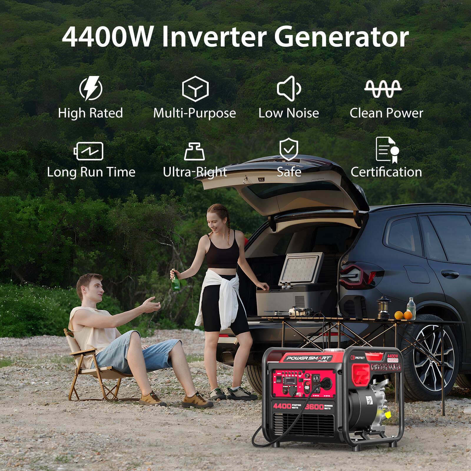 4400W Inverter Generator High Rated Multi-Purpose Low Noise Clean Power Long Run Time Ultra-Right Safe Certification
