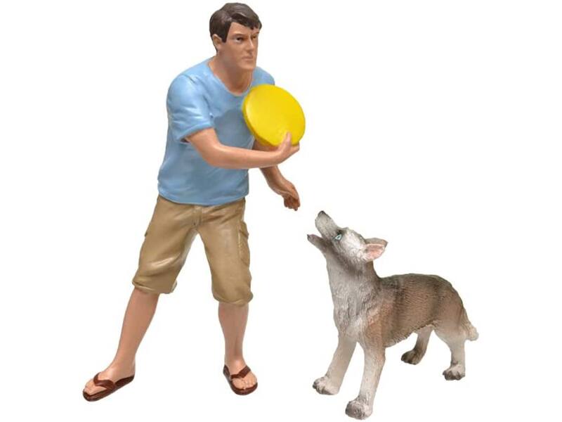 Alt View 1. American Diorama - Man and Dog 2 Piece Figure Set For 1:18 Scale Models by American Diorama.