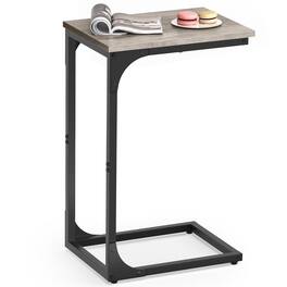 Songmics Home - C-Shaped End Table, Small Side Table for Couch, Sofa Table with Metal Frame for Living Room, Bedroom, Bedside - Greige and Black