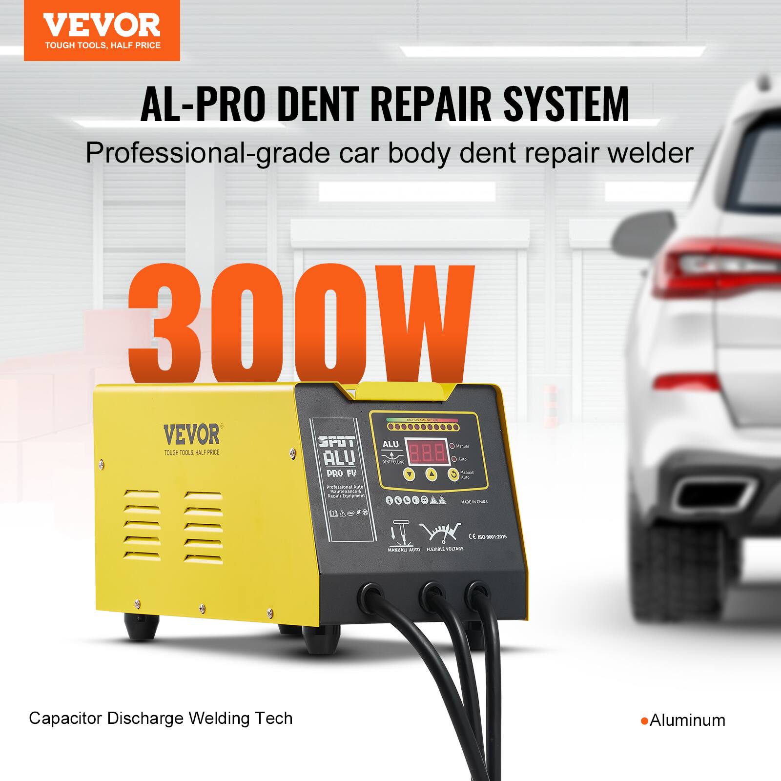 VEVOR TOUGH TOOLS. HALF PRICE AL-PRO DENT REPAIR SYSTEM  
Professional-grade car body dent repair welder 300W  
VEVOR SPUT ALU  
TOUGH TOOLS AIU PRCH ALU  
Professional-grade car body dent repair welder  
300W  
Capacitor Discharge Welding Tech  
Aluminum