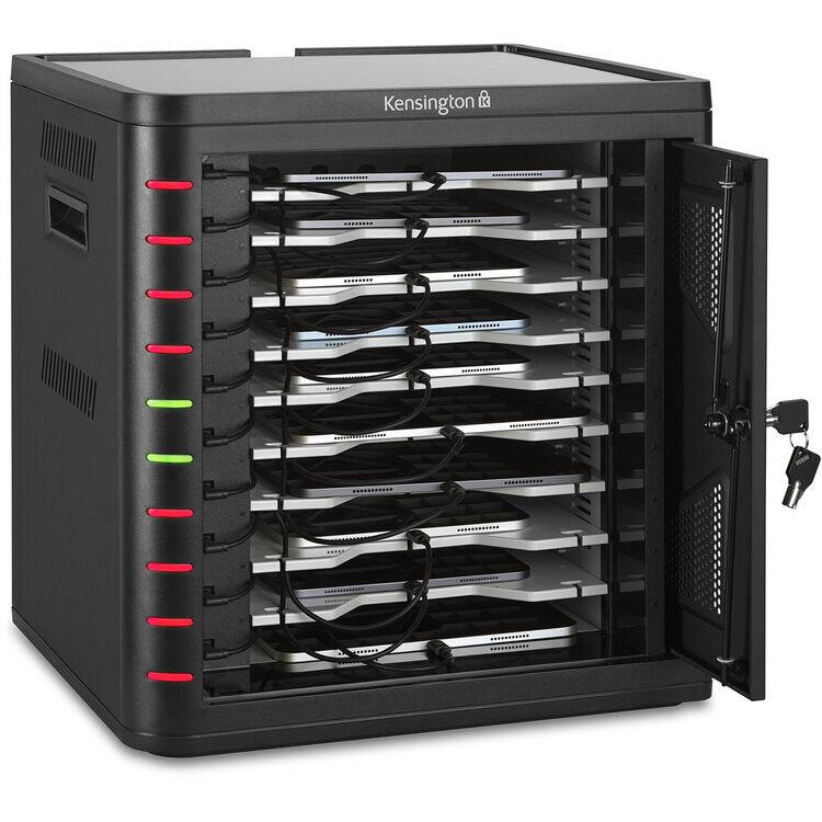 Back. Kensington - K67716NA 10-Device USB-C Charging Cabinet w/ PD 3.0 Fast Charging (up to 18W/port), Lockable Secure Storage.