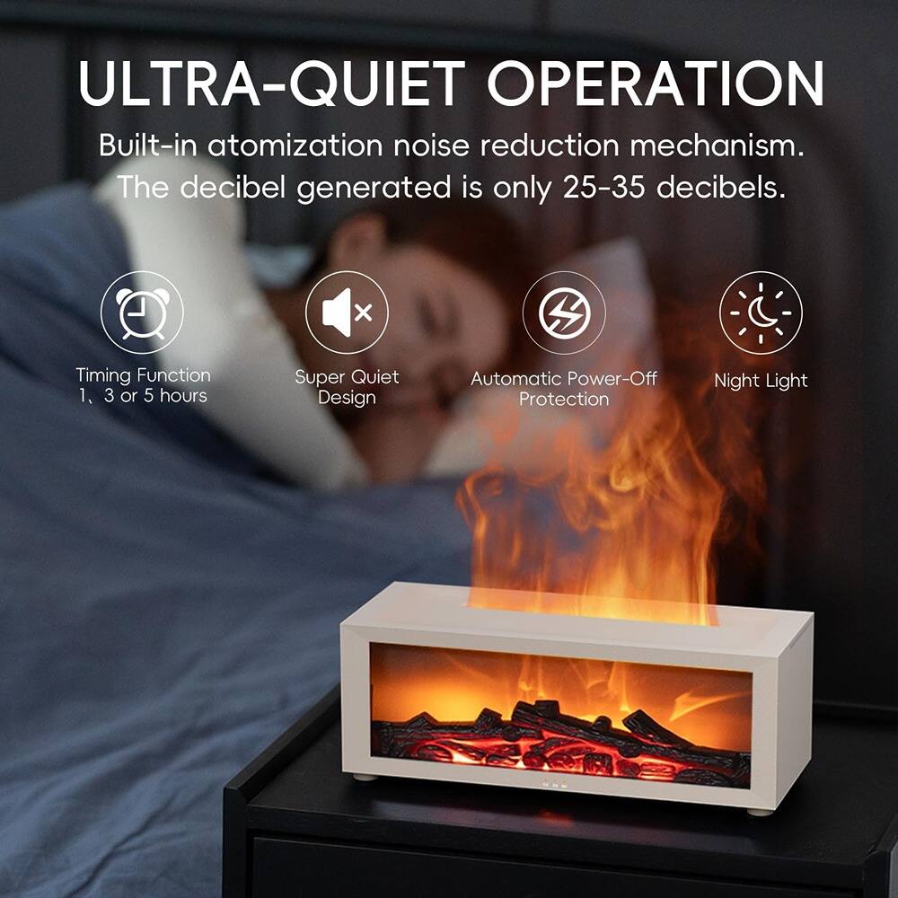 ULTRA-QUIET OPERATION  
Built-in atomization noise reduction mechanism. The decibel generated is only 25-35 decibels.  

- Timing Function: 1, 3 or 5 hours  
- Super Quiet Design  
- Automatic Power-Off Protection  
- Night Light