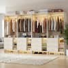 Front. Aheaplus - 10FT Large Closet System 4-Piece Set with 12 Drawers, 118'' Walk-in Closet Organizer with Hanging Rods for Closet - Beige Oak.