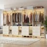 Aheaplus - 10FT Large Closet System 4-Piece Set with 12 Drawers, 118'' Walk-in Closet Organizer with Hanging Rods for Closet - Beige Oak