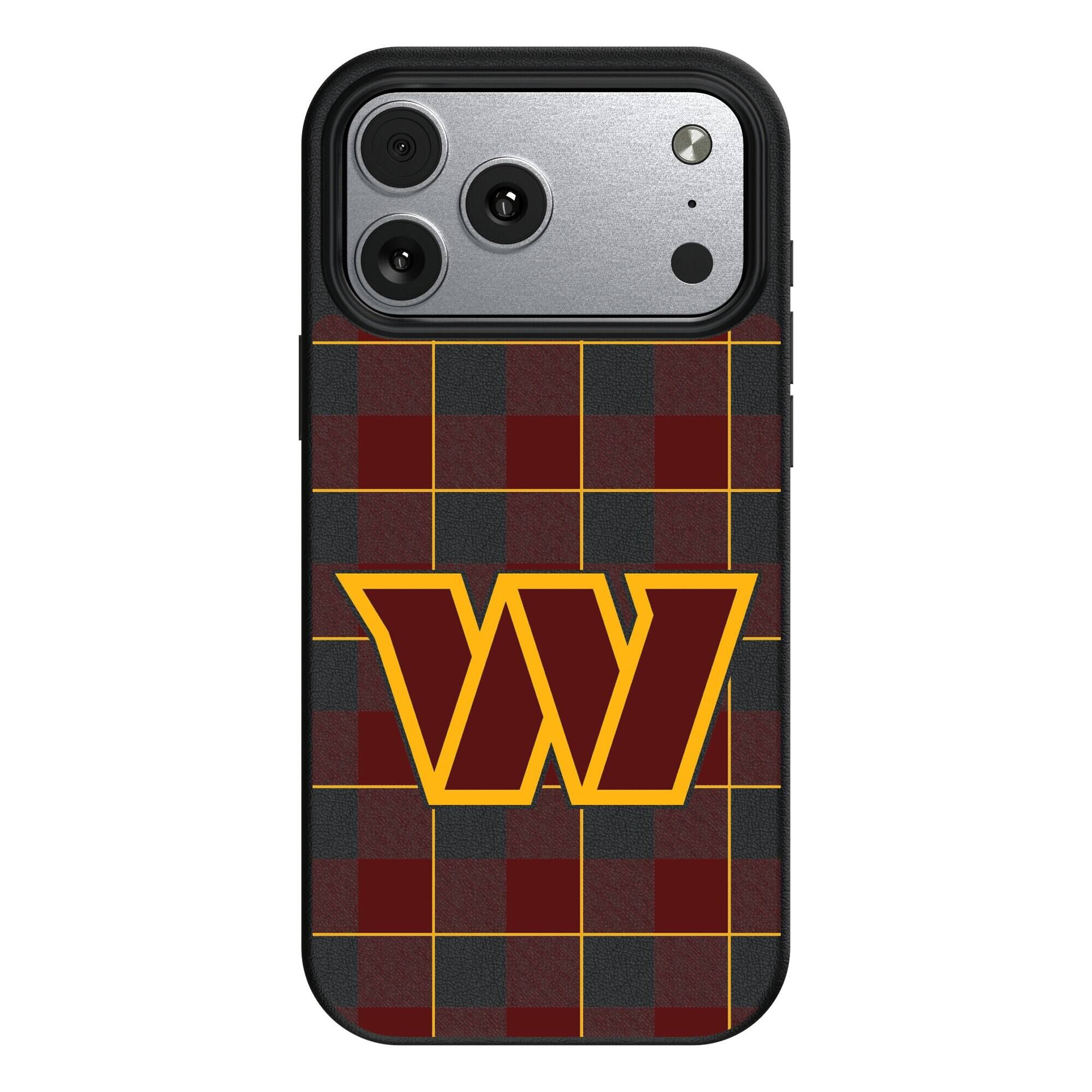 Front. Keyscaper - Washington Commanders Plaid Magnetic Bump iPhone Case - 17 Air - Black.