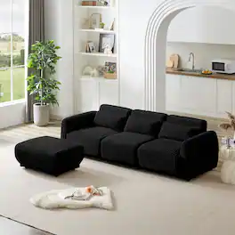 Electra Tech Xpress - Sectional Sofa Couch,Convertible L Shaped Sectional for Living Room,Modular Couch with Removable Ottoman - Black