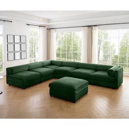 Anysun - 6-Piece Chenille Modular Sectional Sofa with Storage - Contemporary Cylindrical Design for Living Room. - Green