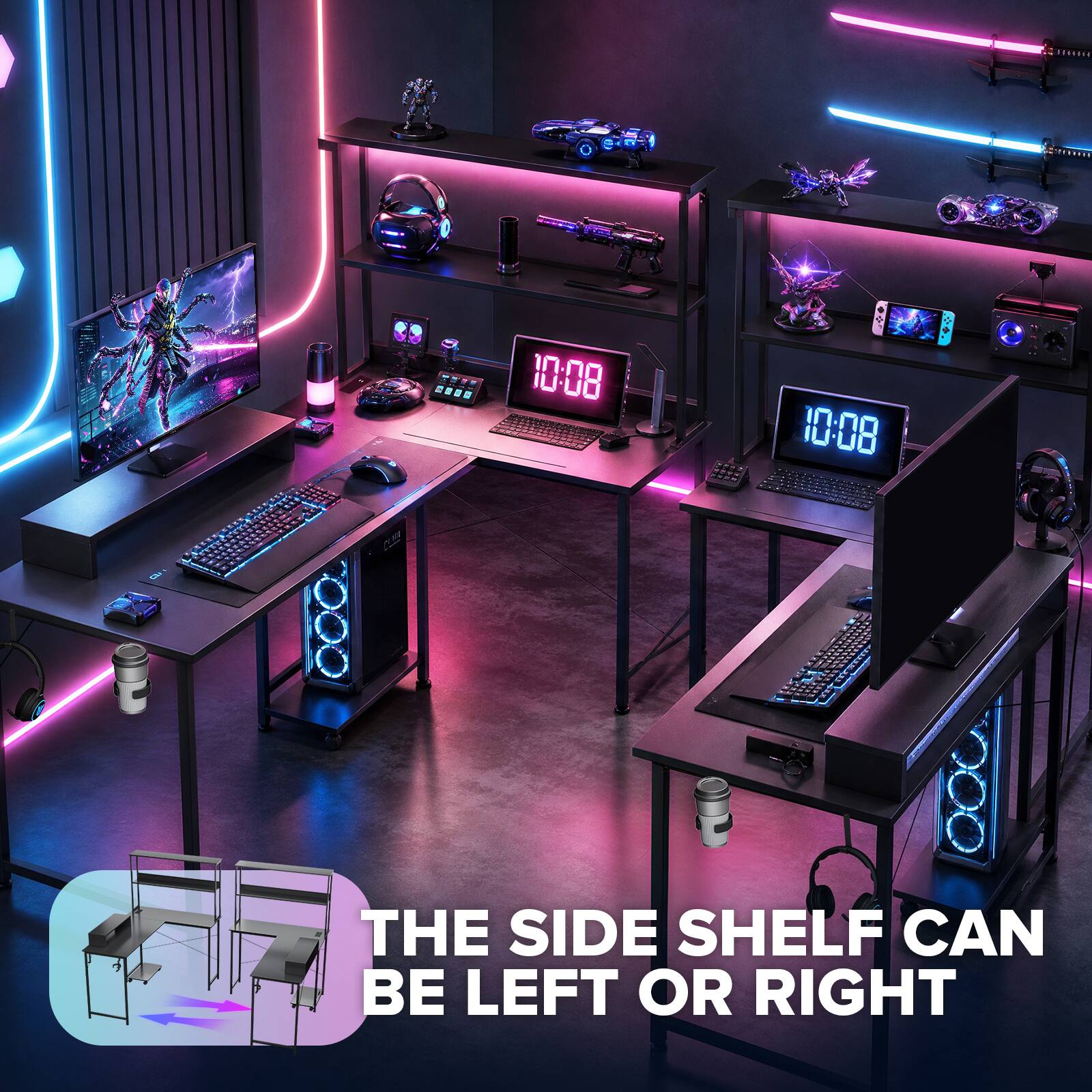 10:08

THE SIDE SHELF CAN BE LEFT OR RIGHT