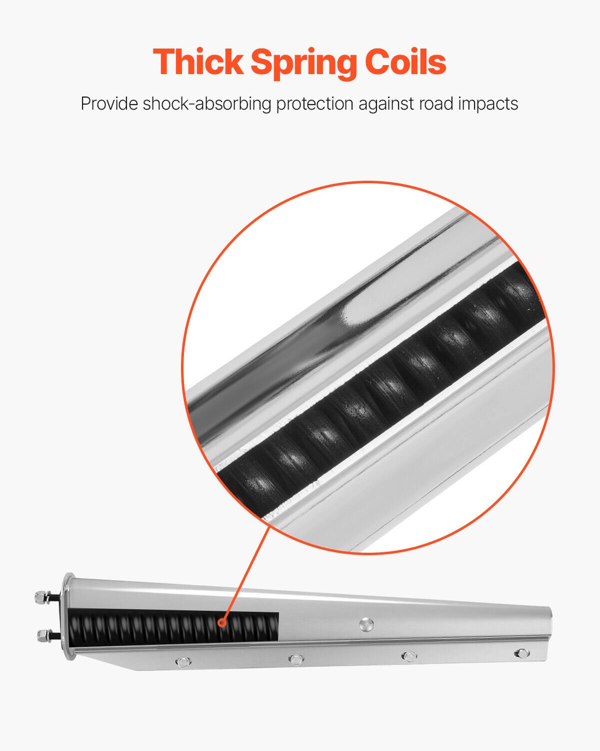 Thick Spring Coils  
Provide shock-absorbing protection against road impacts