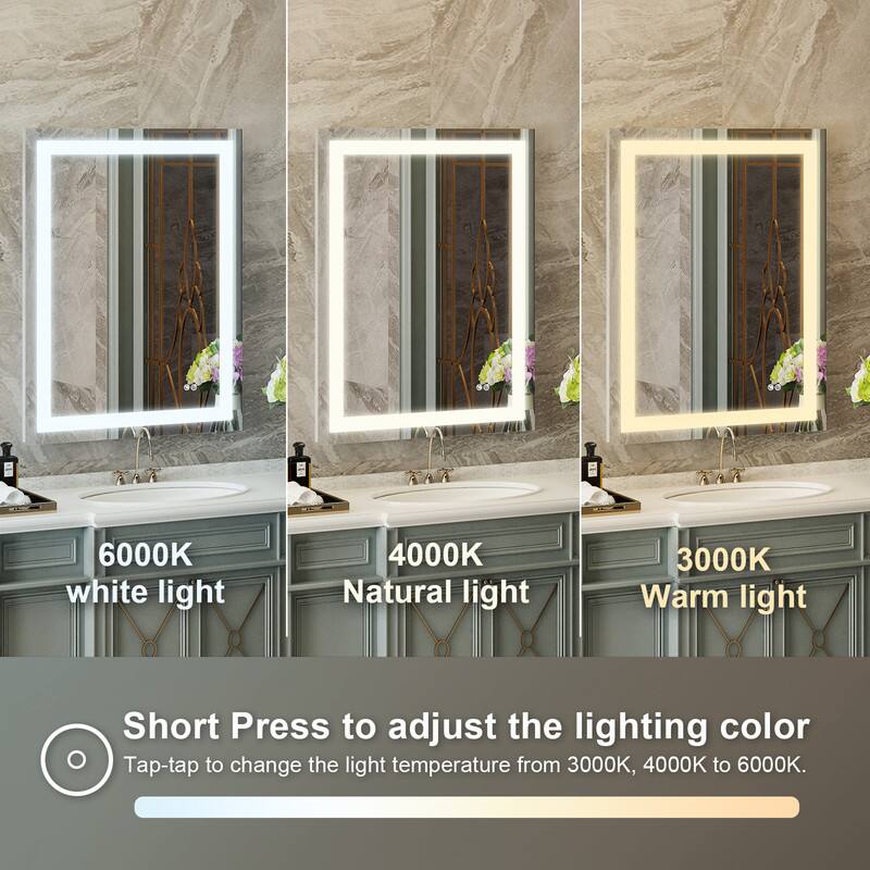6000K white light  
4000K Natural light  
3000K Warm light  

Short Press to adjust the lighting color  
Tap-tap to change the light temperature from 3000K, 4000K to 6000K.