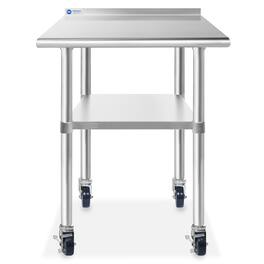 GRIDMANN - 30 x 24-in NSF Stainless Steel Prep Table with 4 Casters - Silver