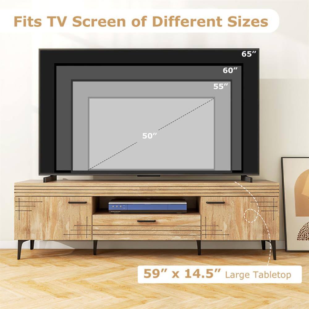 Fits TV Screen of Different Sizes

65"
60"
55"
50"

59" x 14.5" Large Tabletop