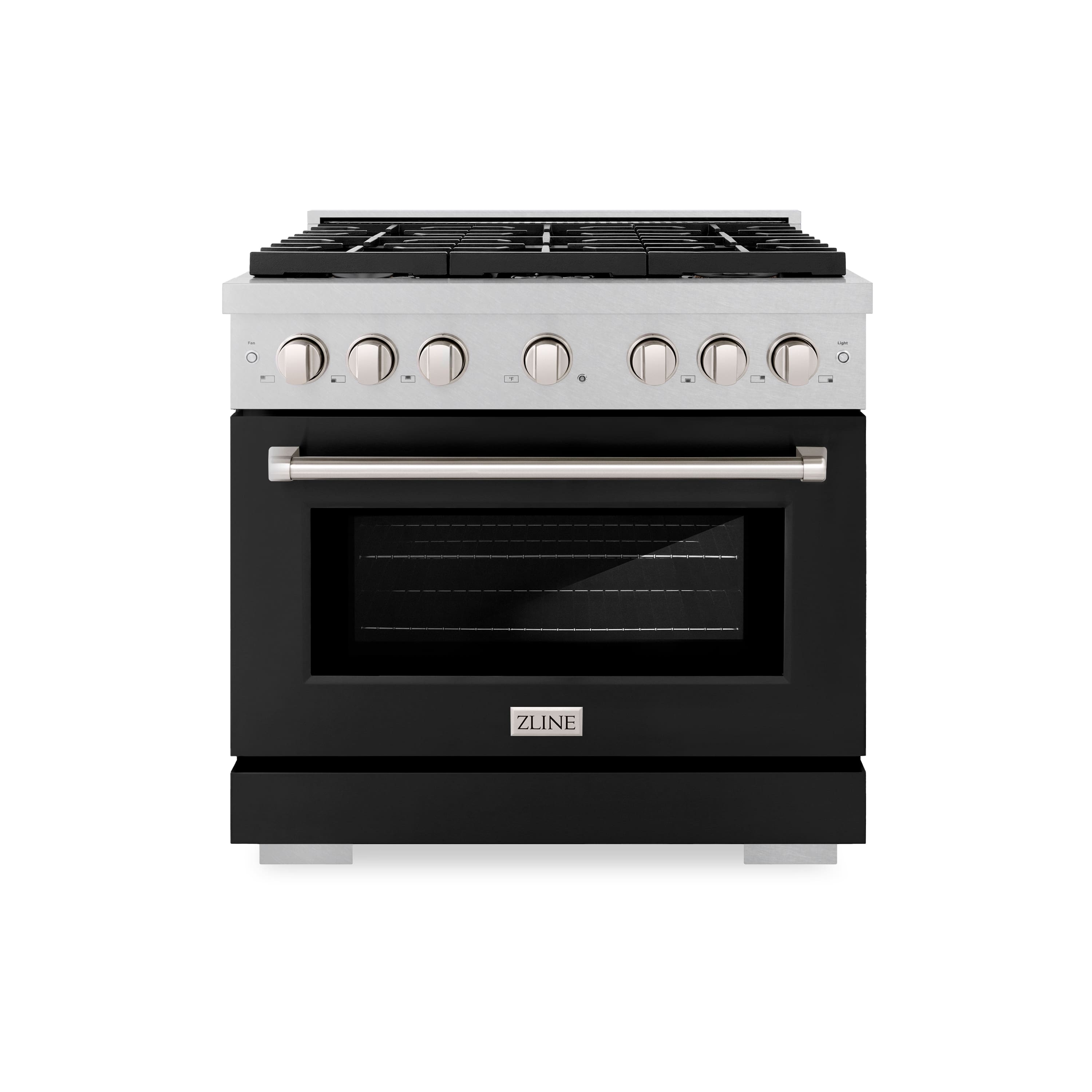 ZLINE - 36 in. Paramount Dual Fuel Range with 6 Burner Cooktop (SDRS-BLM-36) - Satin Steel/White Matte