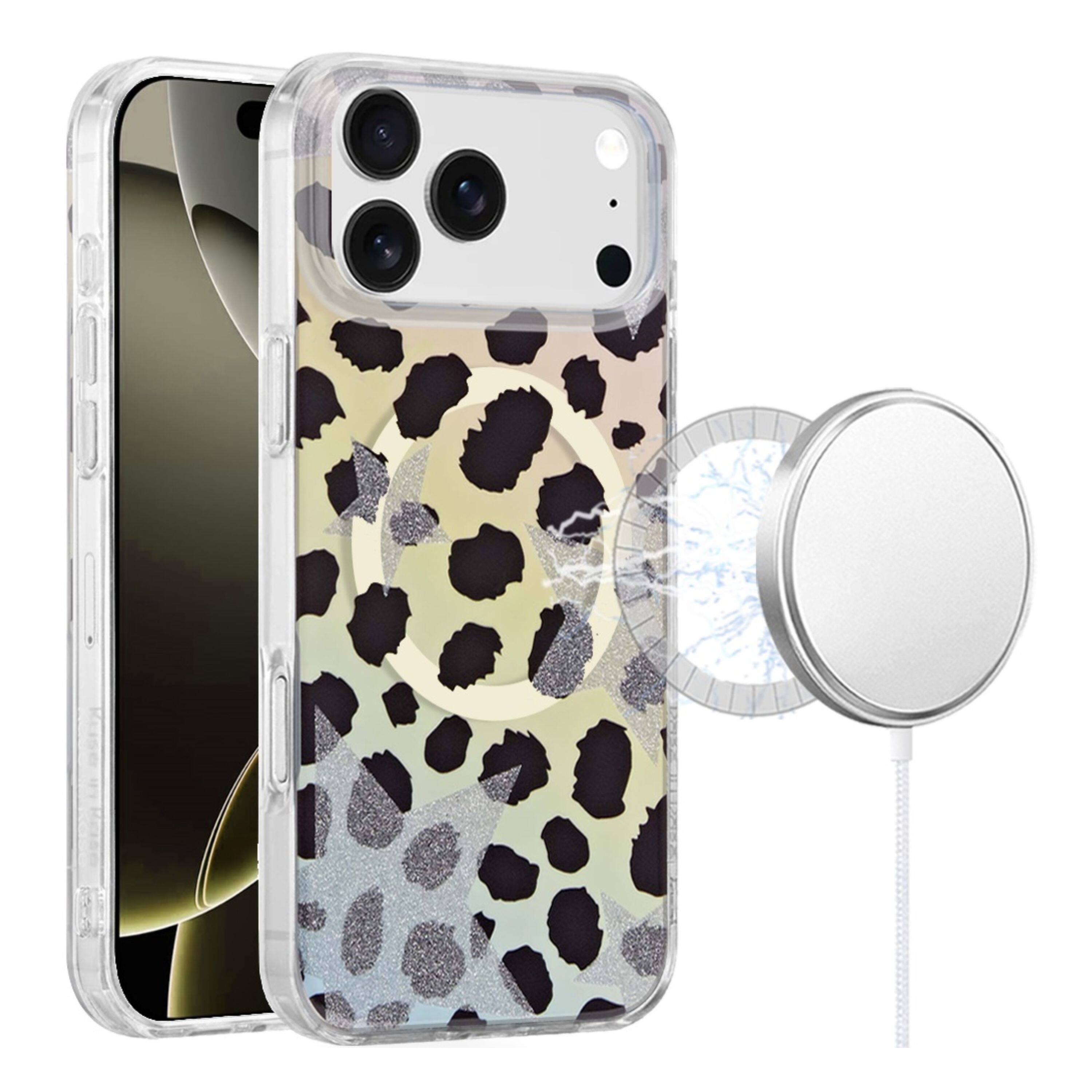 Front. Kitcheniva - IMD Dual Layer Phone Case With Magnetic Circle Tempered Glass For iPhone 17 Pro - Multicolor.
