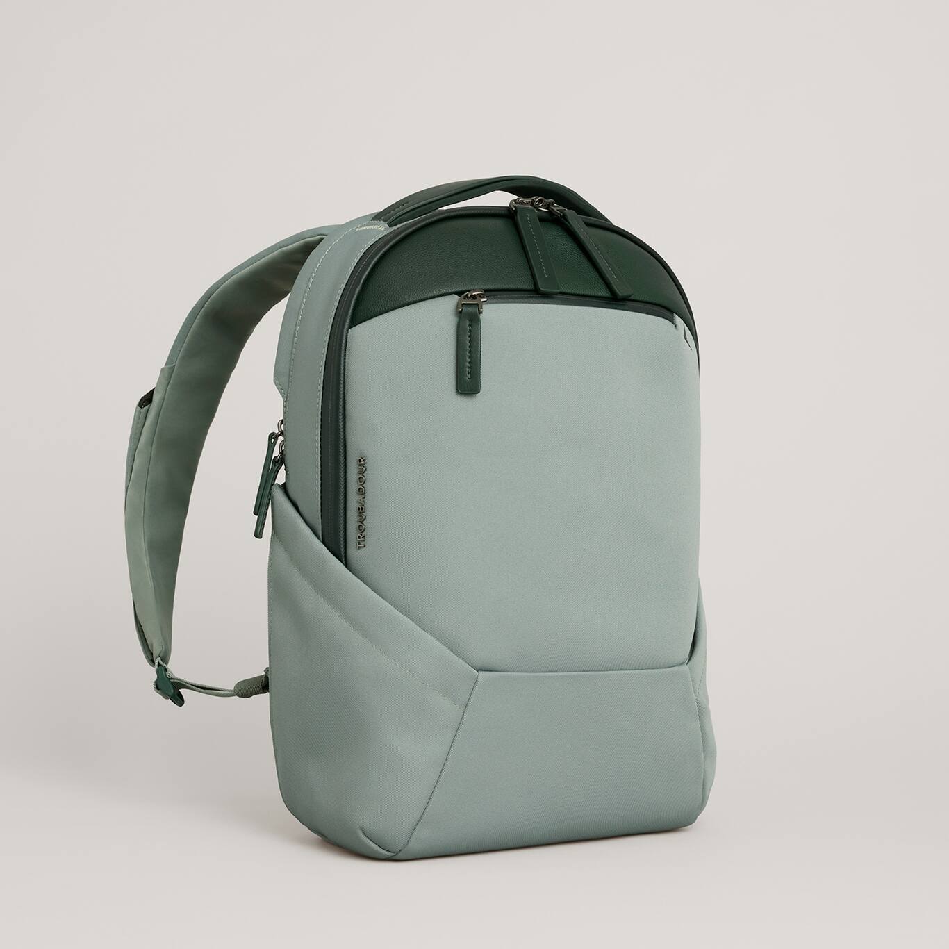 Angle. Troubadour - Apex Compact Laptop Backpack 4.0 - Green Smoke.