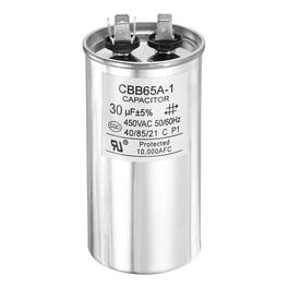 Unique Bargains - 1pc CBB65 Capacitor 30uF 450V Run Round for AC Motor Start HVAC Compressor Generator Air Condenser - Silver