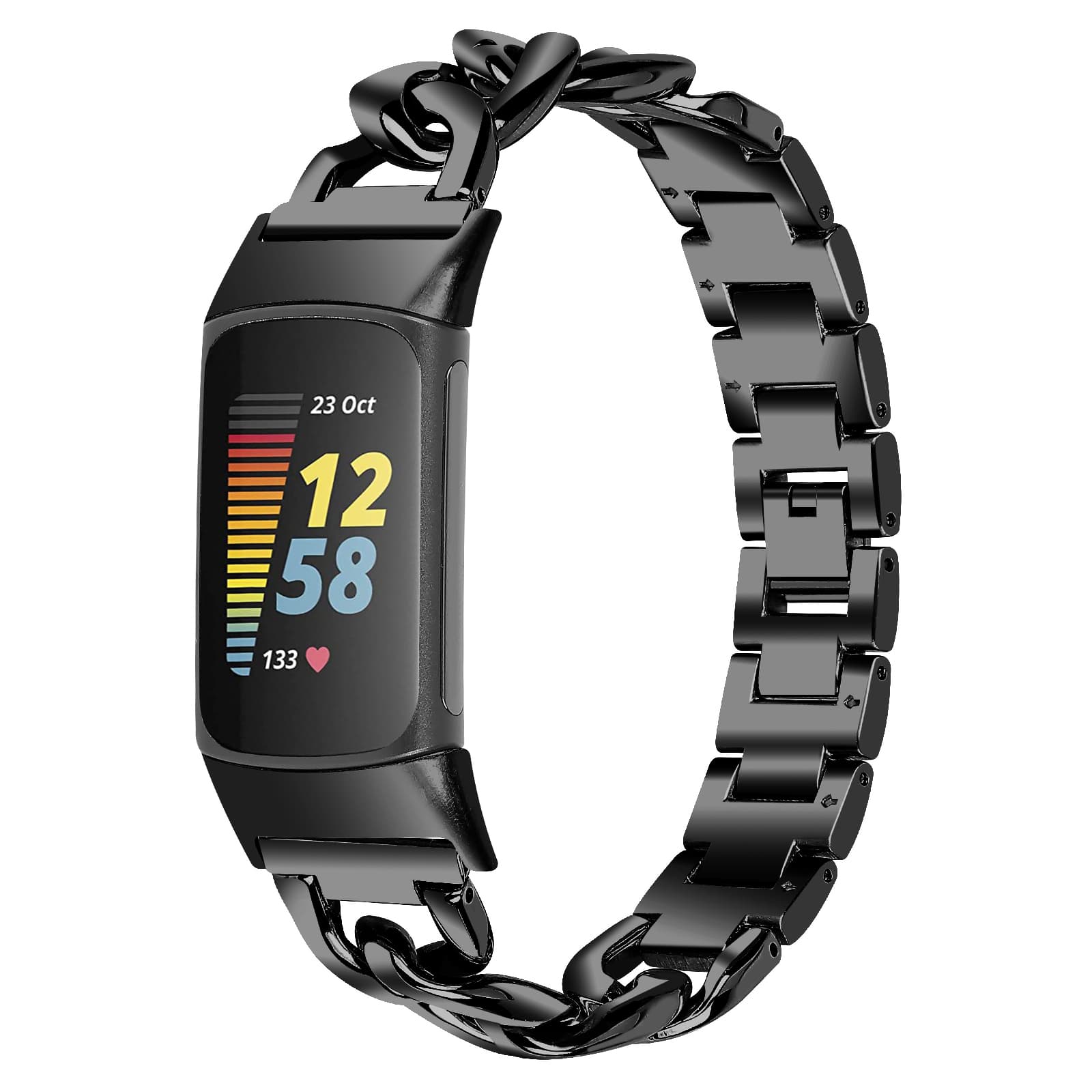 StrapsCo - Chain Link Bracelet Stainless Steel Watch Band Strap For Fitbit Charge 6 - Black price history on PriceWatchPro