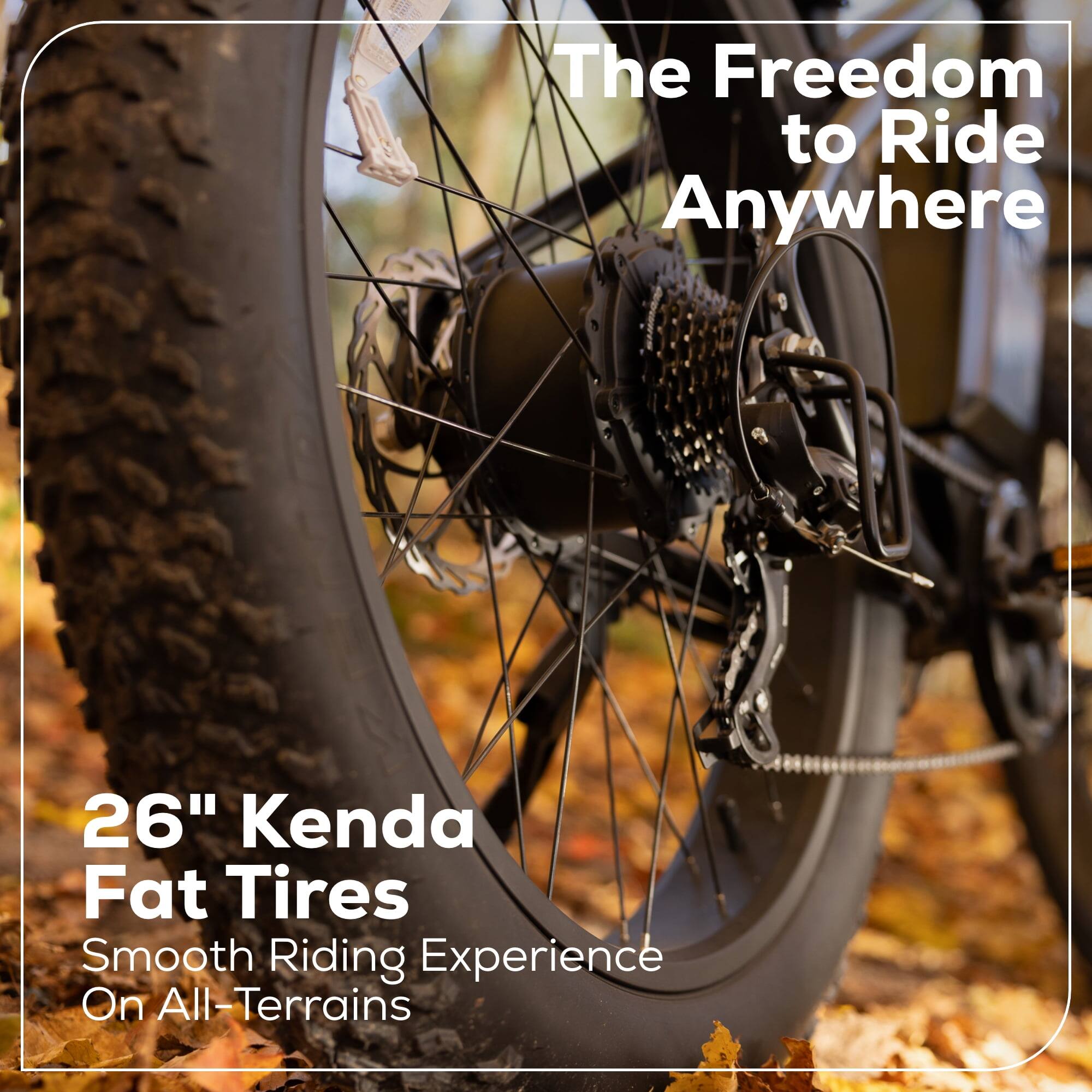 Back. Greenworks - Greenworks 60V Electric Mountain Bike for Adults & Teens, 26" Fat Tires, 7-Speed, Green (No Battery) - Green.