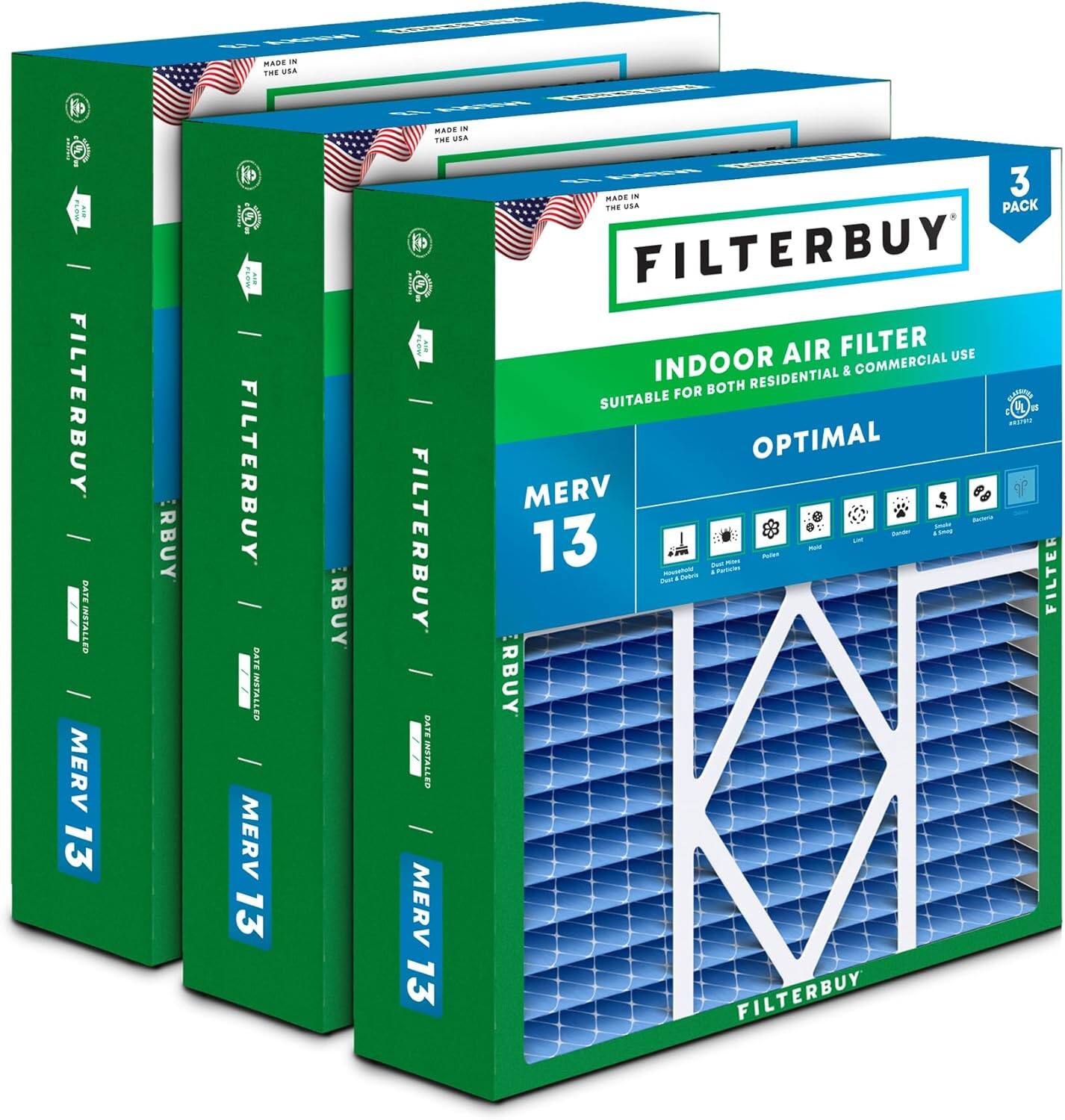 - MADE IN THE USA
- FILTERBUY
- MERV 13
- DATE INSTALLED
- FILTERBUY
- DATE
- FILTERBUY
- THE WILA PACK
- FILTERBUY AIR FILTER
- USE INDOOR RESIDENTIAL & COMMERCIAL
- FOR BOTH SUITABLE
- MITTO OPTIMAL MERV 13
- PACK
- 3