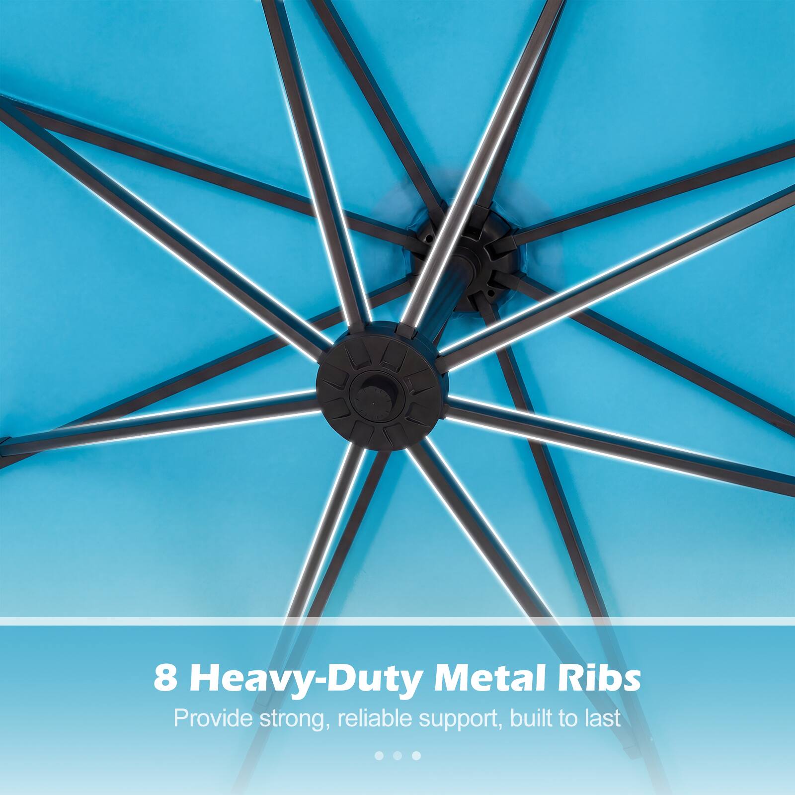 8 Heavy-Duty Metal Ribs Provide strong, reliable support, built to last