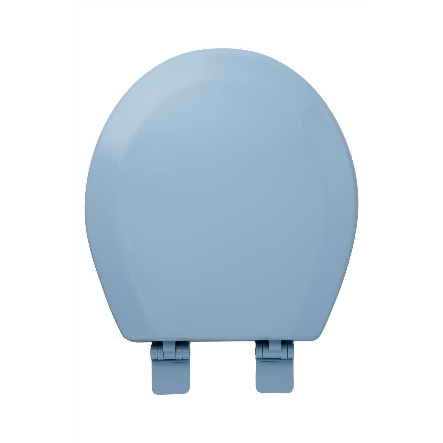 Angle. OAKBROOK - OakBrook Collection Laurel Round Blue Wood Toilet Seat - Blue.