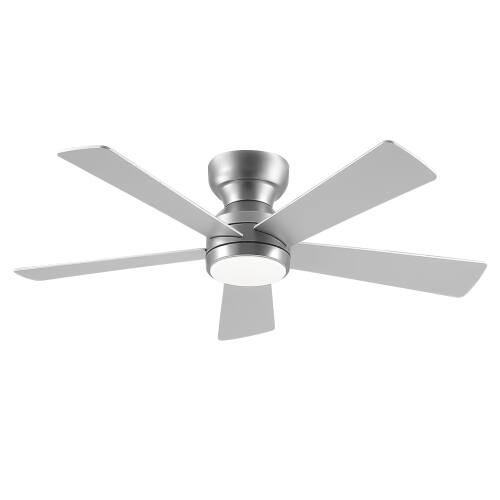 Alt View 4. LUCKY ONE - 46" Ceiling Fan with Light Remote 5 Plywood Blades DC Motor 6-Speed - Silver.