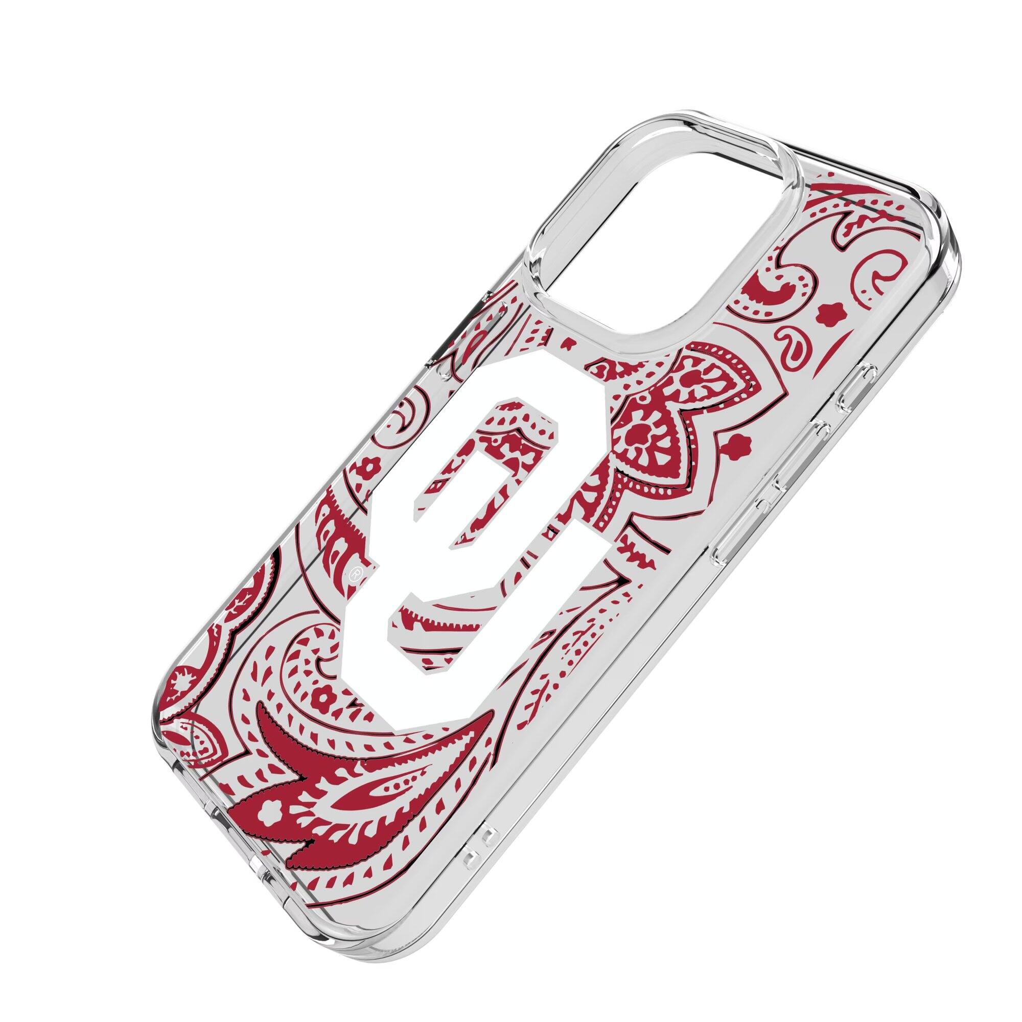 Alt View 1. Keyscaper - Oklahoma Sooners Paisley iPhone Clear Case - 15 Pro Max - Multicolor.