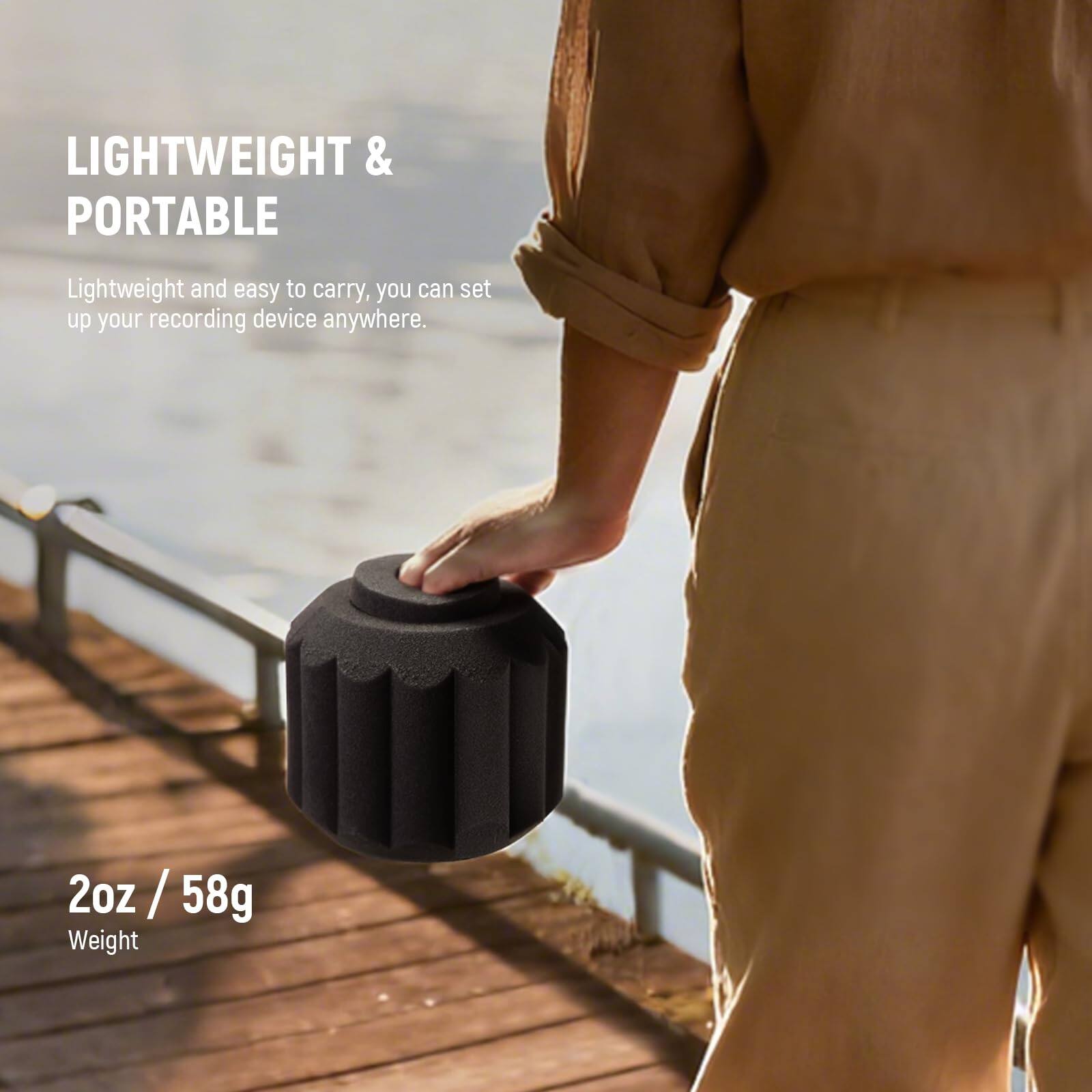 LIGHTWEIGHT & PORTABLE

Lightweight and easy to carry, you can set up your recording device anywhere.

2oz / 58g Weight