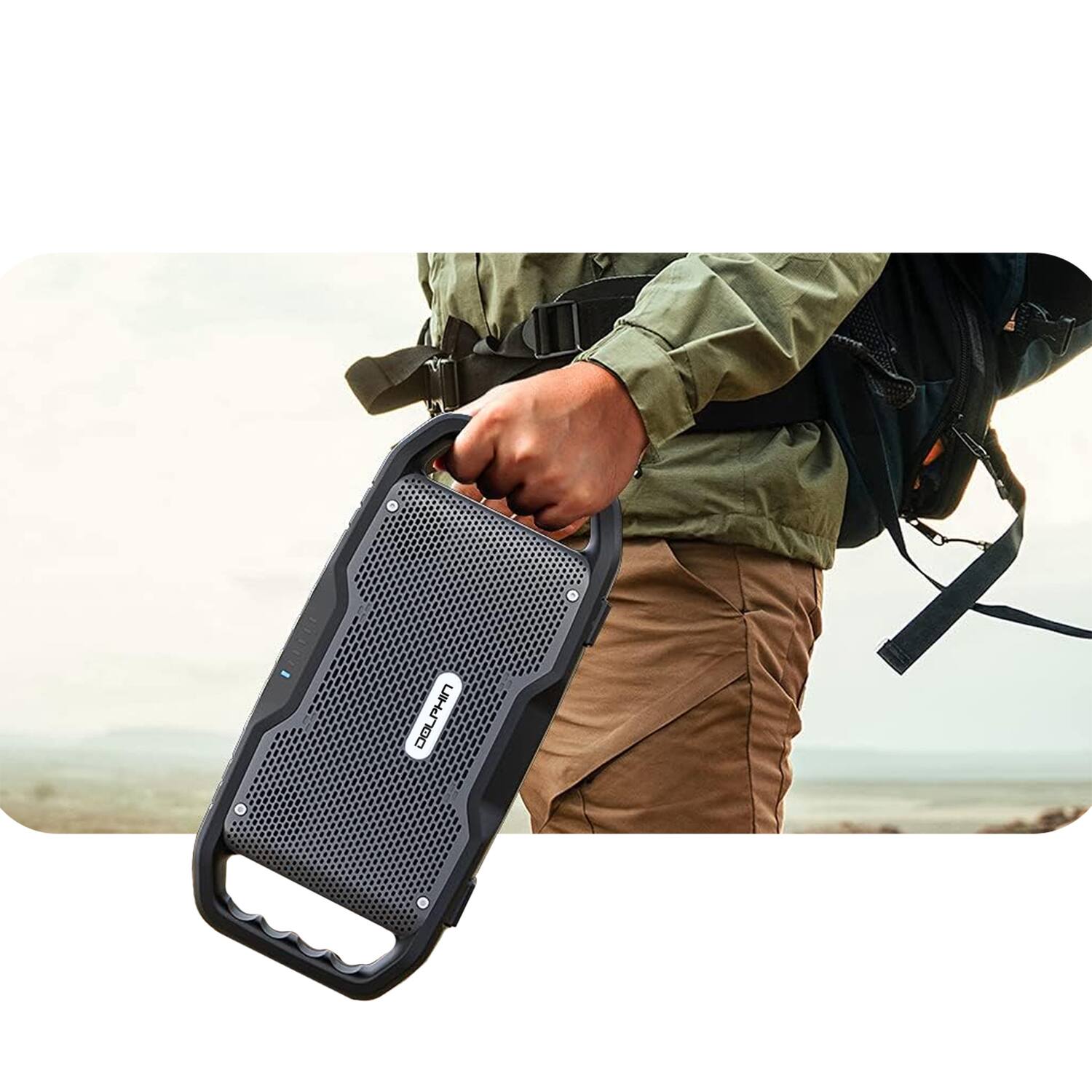 Alt View 2. Dolphin Audio - 70-Watt Bluetooth Rechargeable SOUNDBYTE 100 Waterproof Portable Speaker, Dual 3" Woofers, Power Bank - Black.