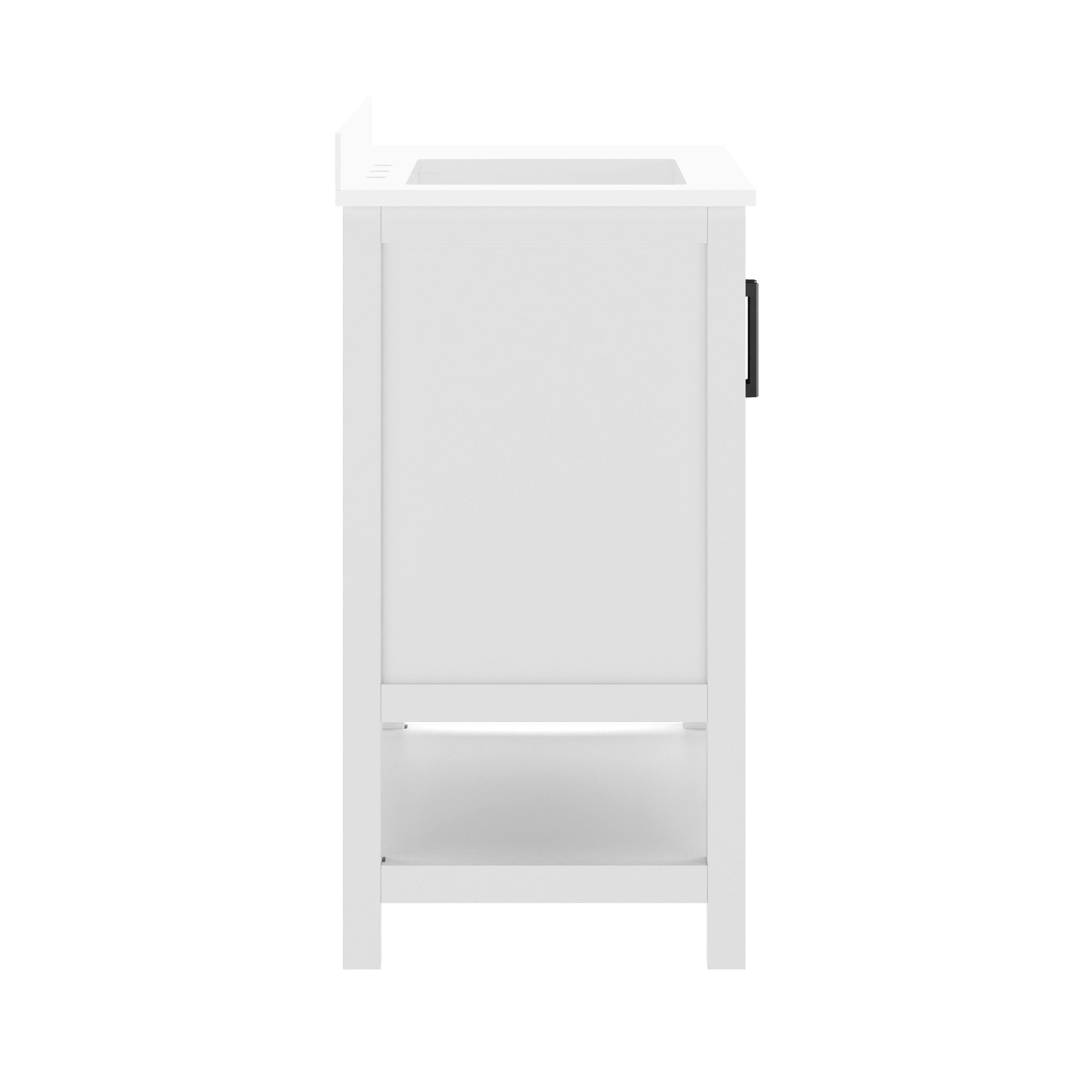 Left. Flash Furniture - Vega 36" Bathroom Vanity with Sink, Cabinet with Black Hardware, Soft Close Doors, Open Shelf & 3 Drawers, Carrara Marbl - White.