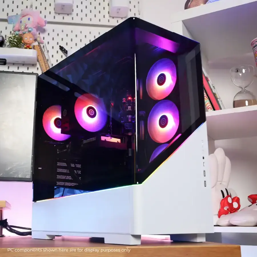 The PC components shown here are for display purposes only.
