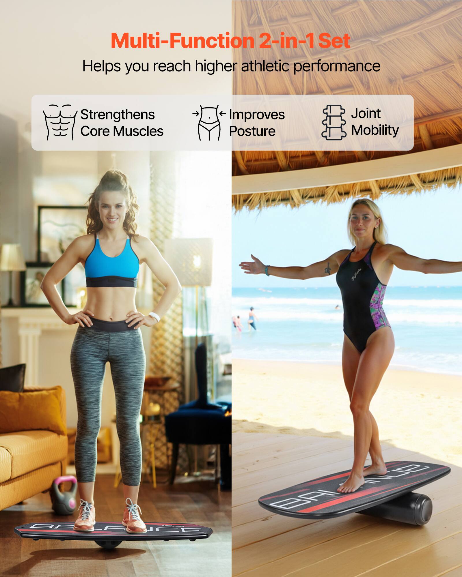 Multi-Function 2-in-1 Set  
Helps you reach higher athletic performance  
Strengthens Core Muscles  
Improves Posture  
Joint Mobility  

BAI BET-FNICE BR-6