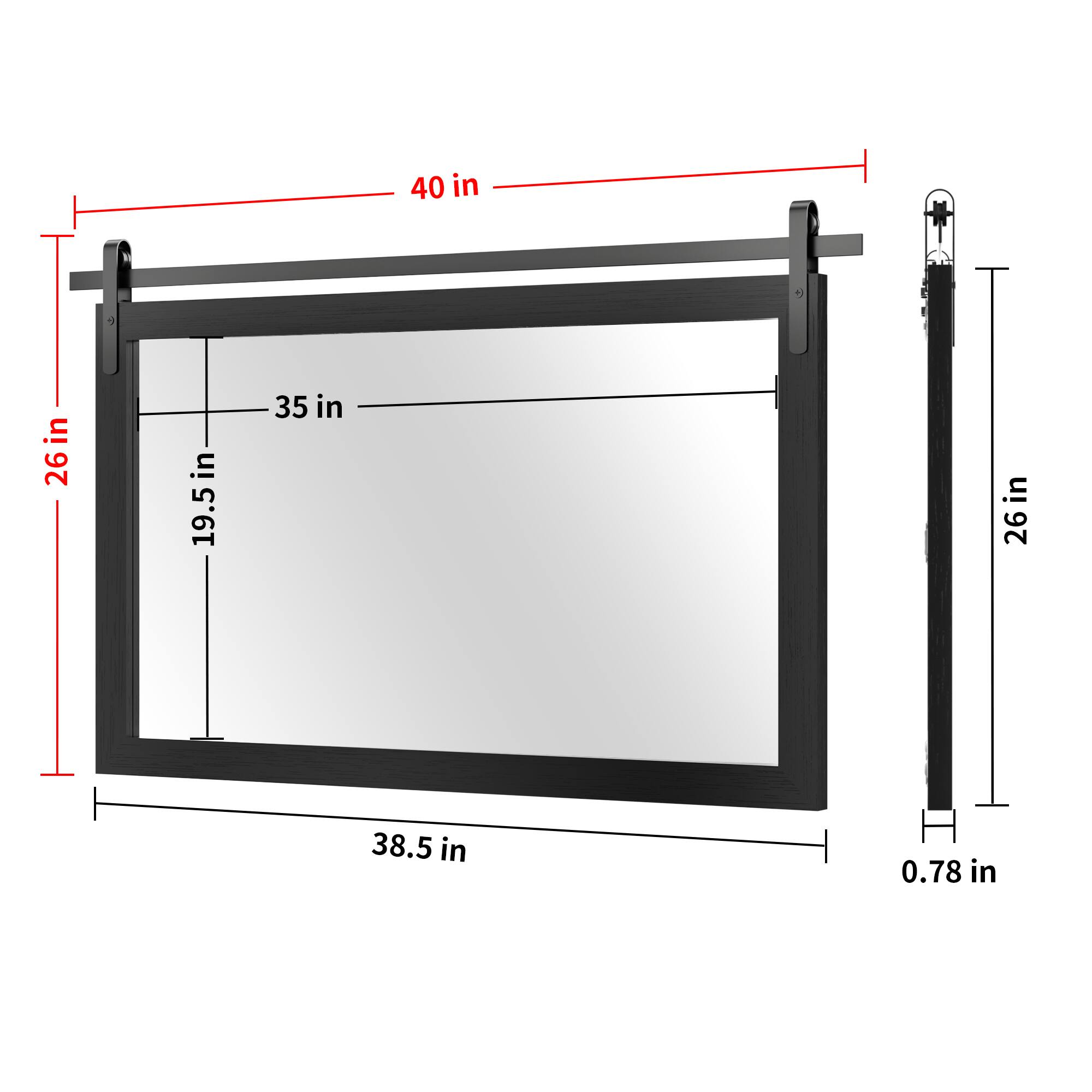 40 in  
26 in  
19.5 in  
35 in  
38.5 in  
0.78 in