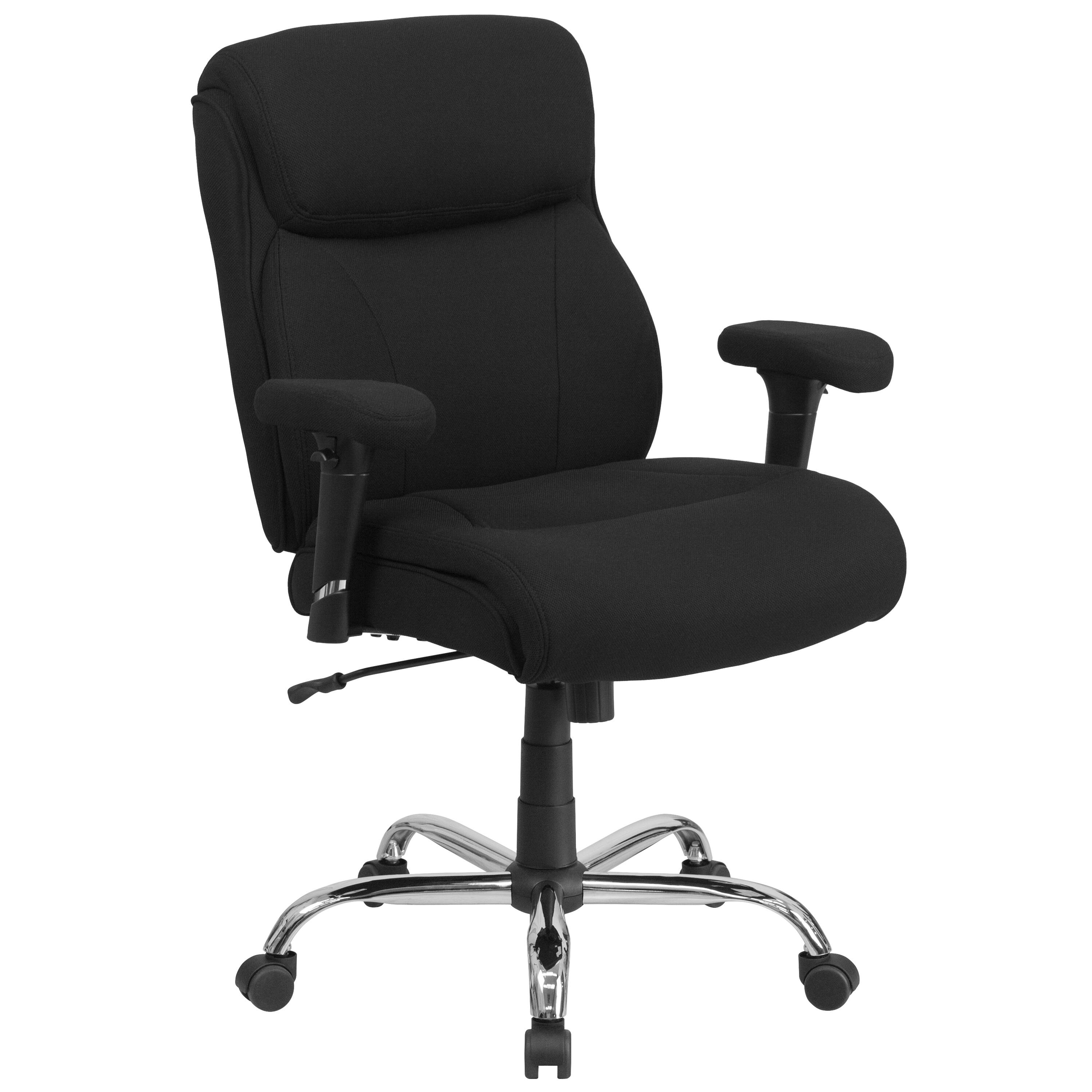 Front. Emma + Oliver - 400 lb. Big & Tall Mid-Back Swivel Clean Line Stitch Ergonomic Task Office Chair - Black Fabric.