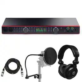 Focusrite - Scarlett 18i20 4th Gen USB Audio Interface with Software Suite, Bundle with TAPH100 Headphones, 15' XLR Male