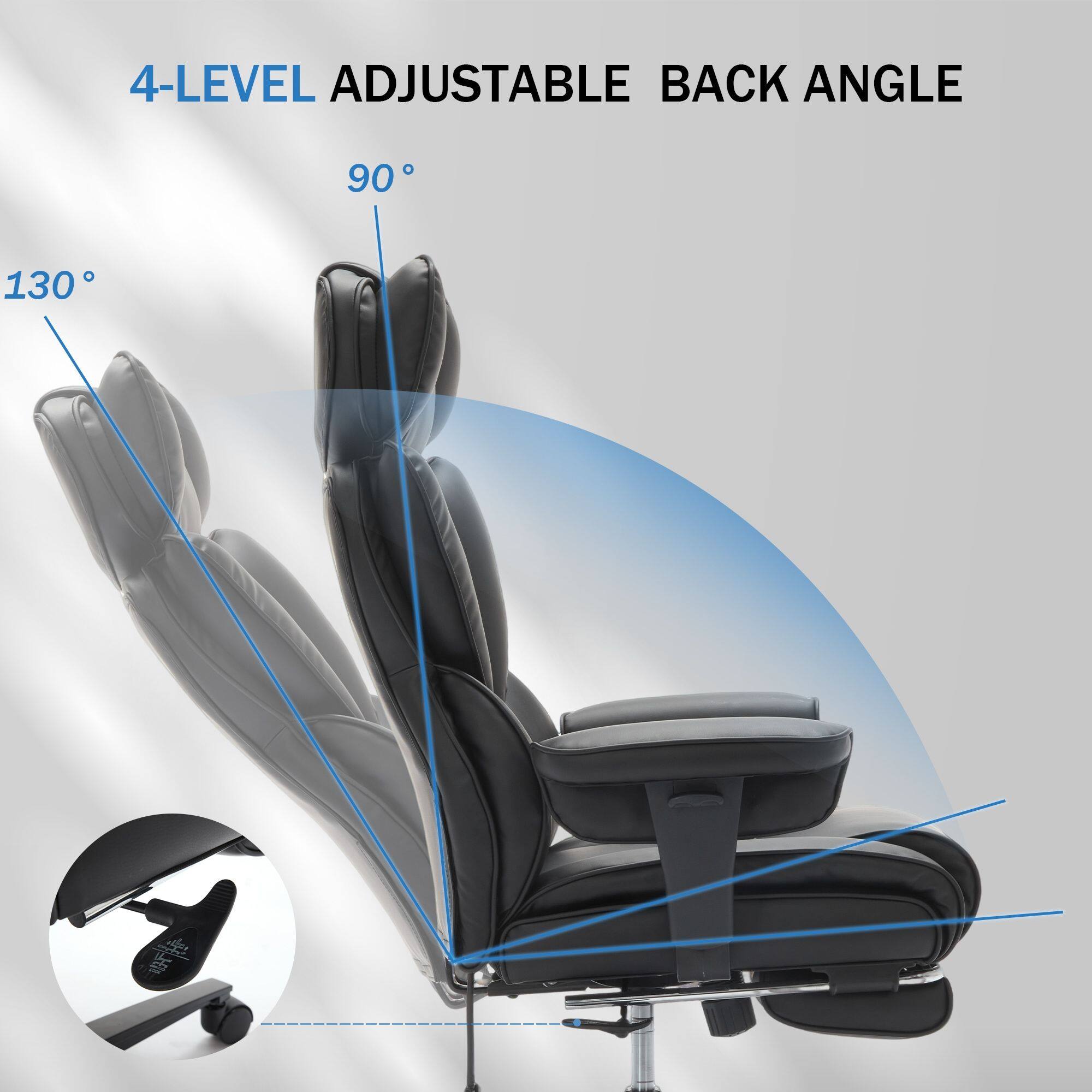 4-LEVEL ADJUSTABLE BACK ANGLE  
90°  
130°