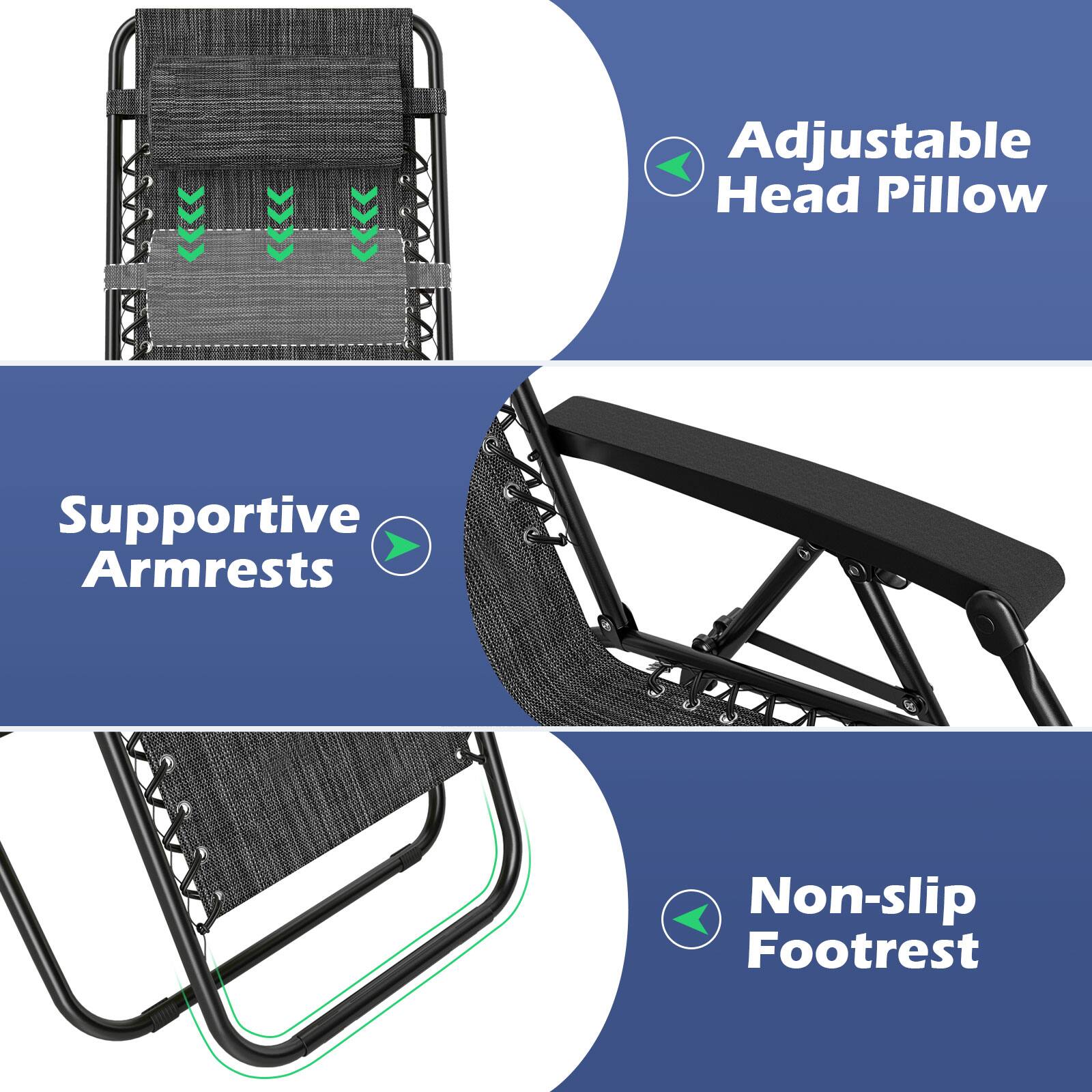 Adjustable Head Pillow  
Supportive Armrests  
Non-slip Footrest