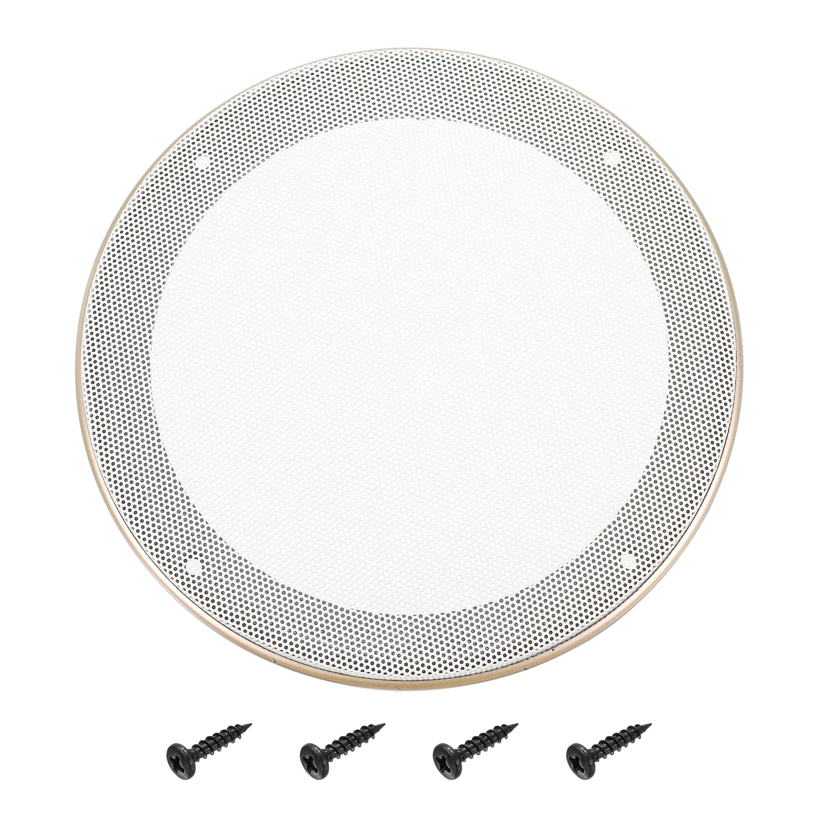 Unique Bargains - Speaker Grill Mesh Cover, Metal Subwoofer Grill Guard Protector ABS Frame for Car Audio, 4 Screws Included - White Gold